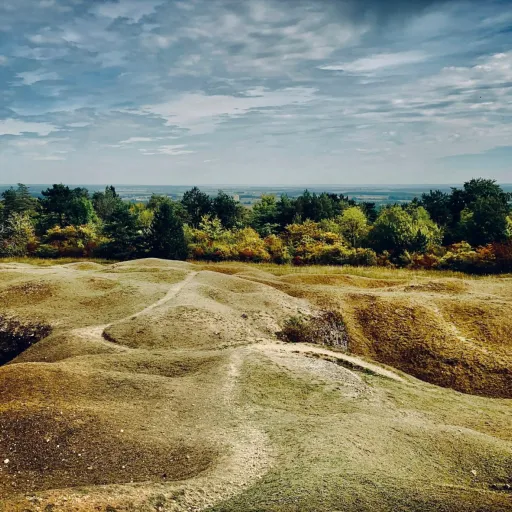 Le sol encore marqué par les trous d'obus sur le champ de bataille de Verdun